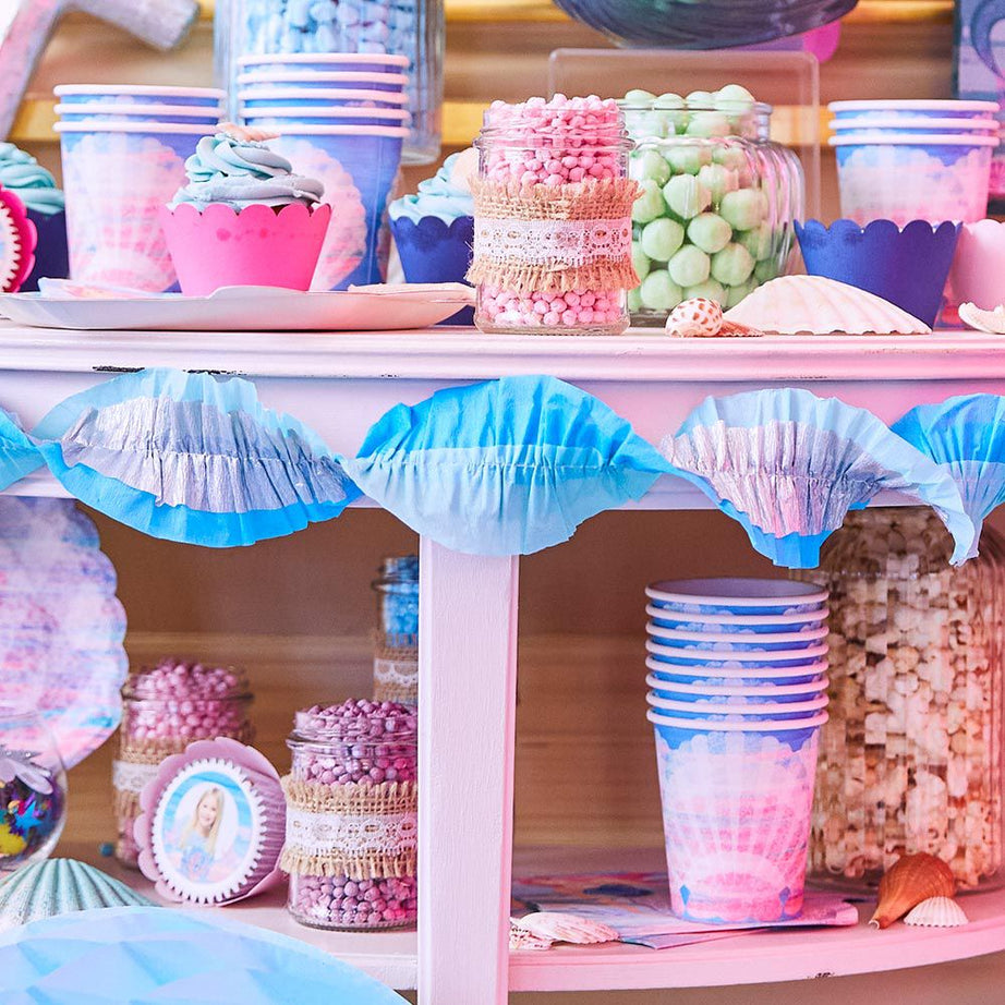 Party Pieces - Deniz Kızı 8li Parti Karton Bardakları-Dinossi