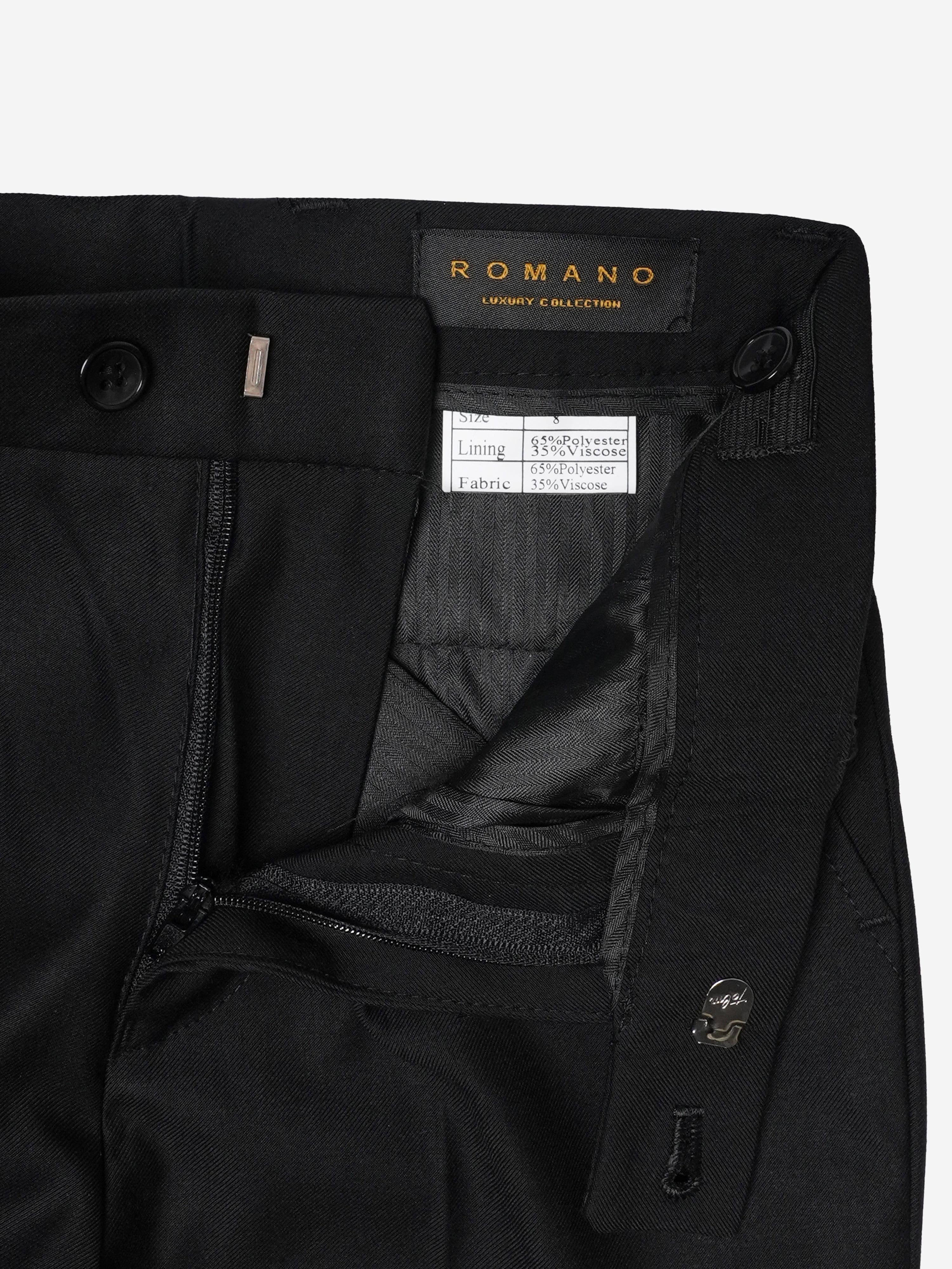 Romano Boys Shawl Collar Jacquard 3 Piece Suit in Black