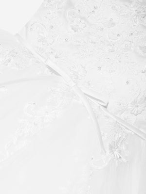 Sarah Louise Girls Ceremonial Ballerina Length Dress in White