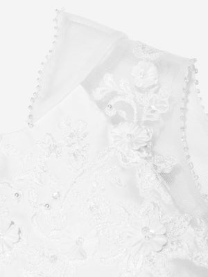 Sarah Louise Girls Ceremonial Ballerina Length Dress in White