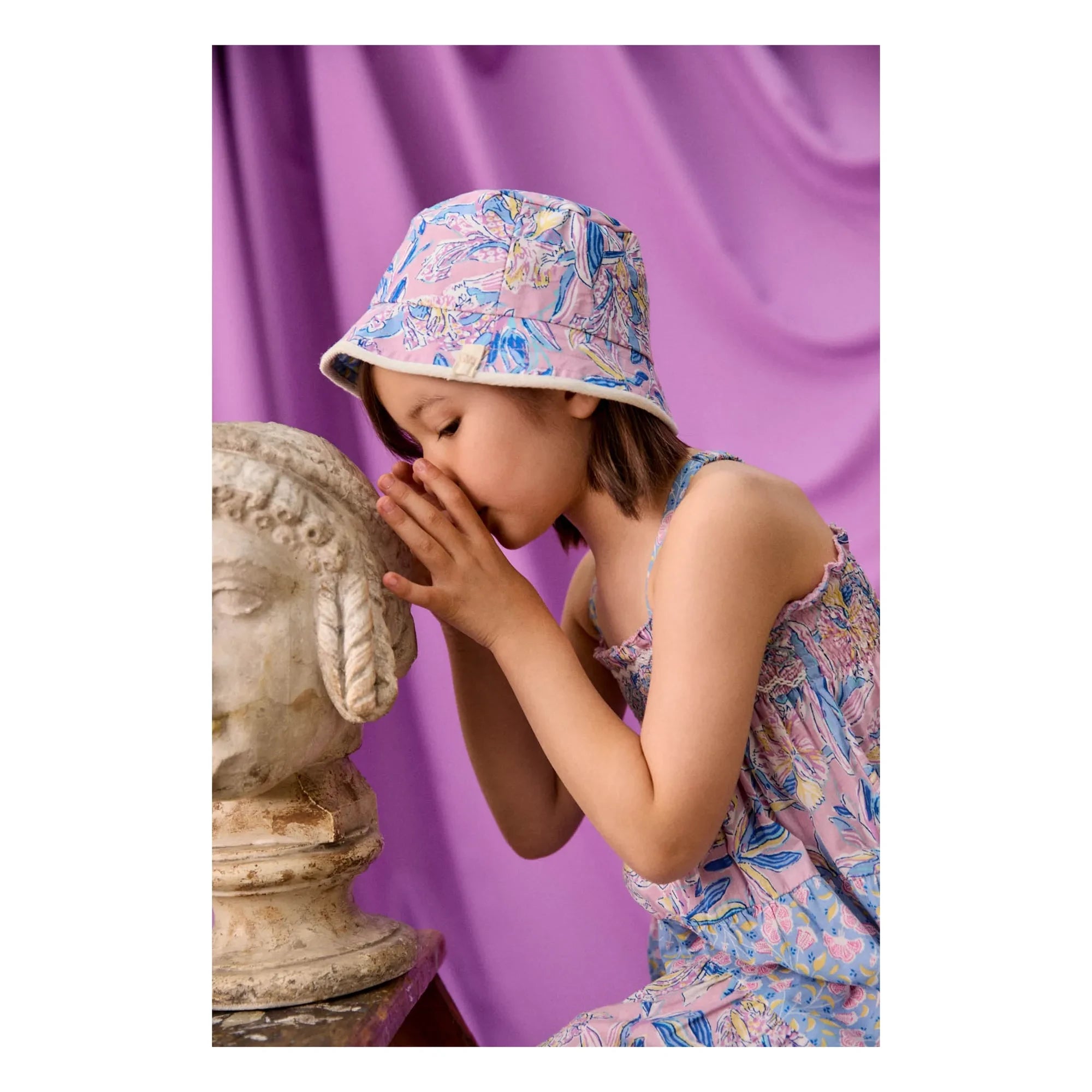 Louise Misha - Flowery Organic Cotton Marcelinette Strapless Dress | Purple
