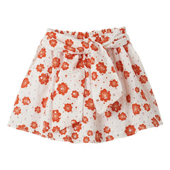 Fabula - Ceiturée Puffed Floral Skirt | White