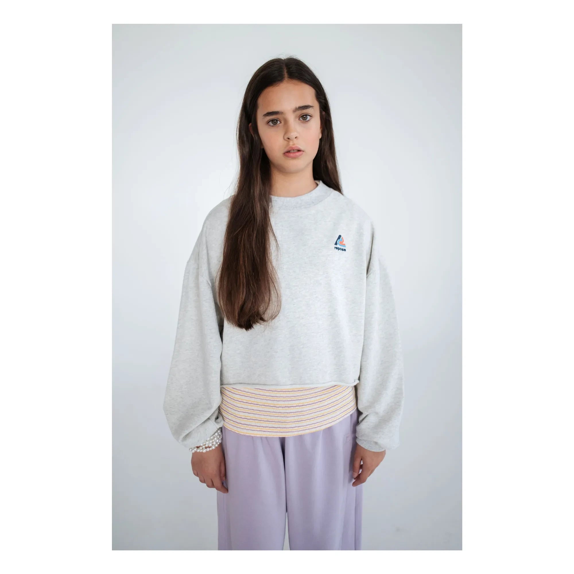 Repose AMS - Organic Cotton Crop Sweatshirt | Gray Melange
