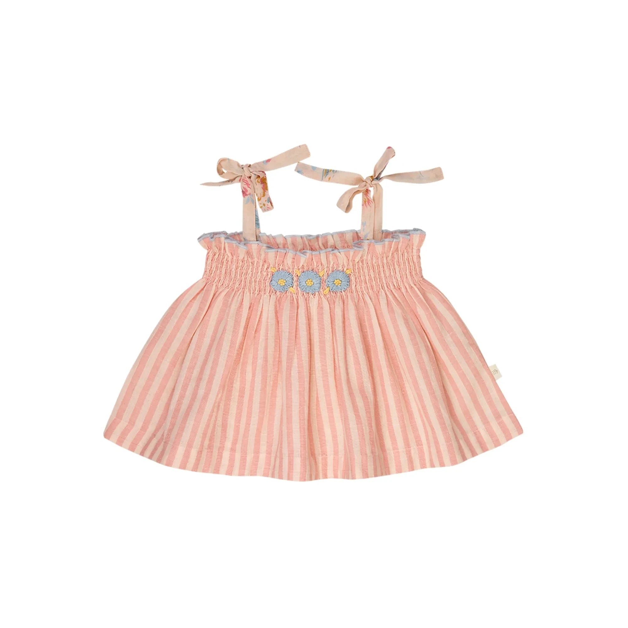 Lilinoa - Embroidered Annette Striped Top | Powder Pink
