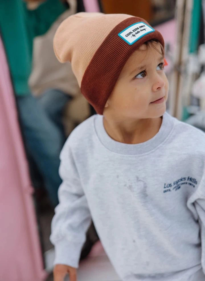 Hello Hossy - Urban Color Block organic cotton beanie | Brown