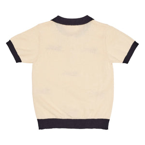 Copenhagen Colors - Fine Knit Embroidered Polo | Ecru