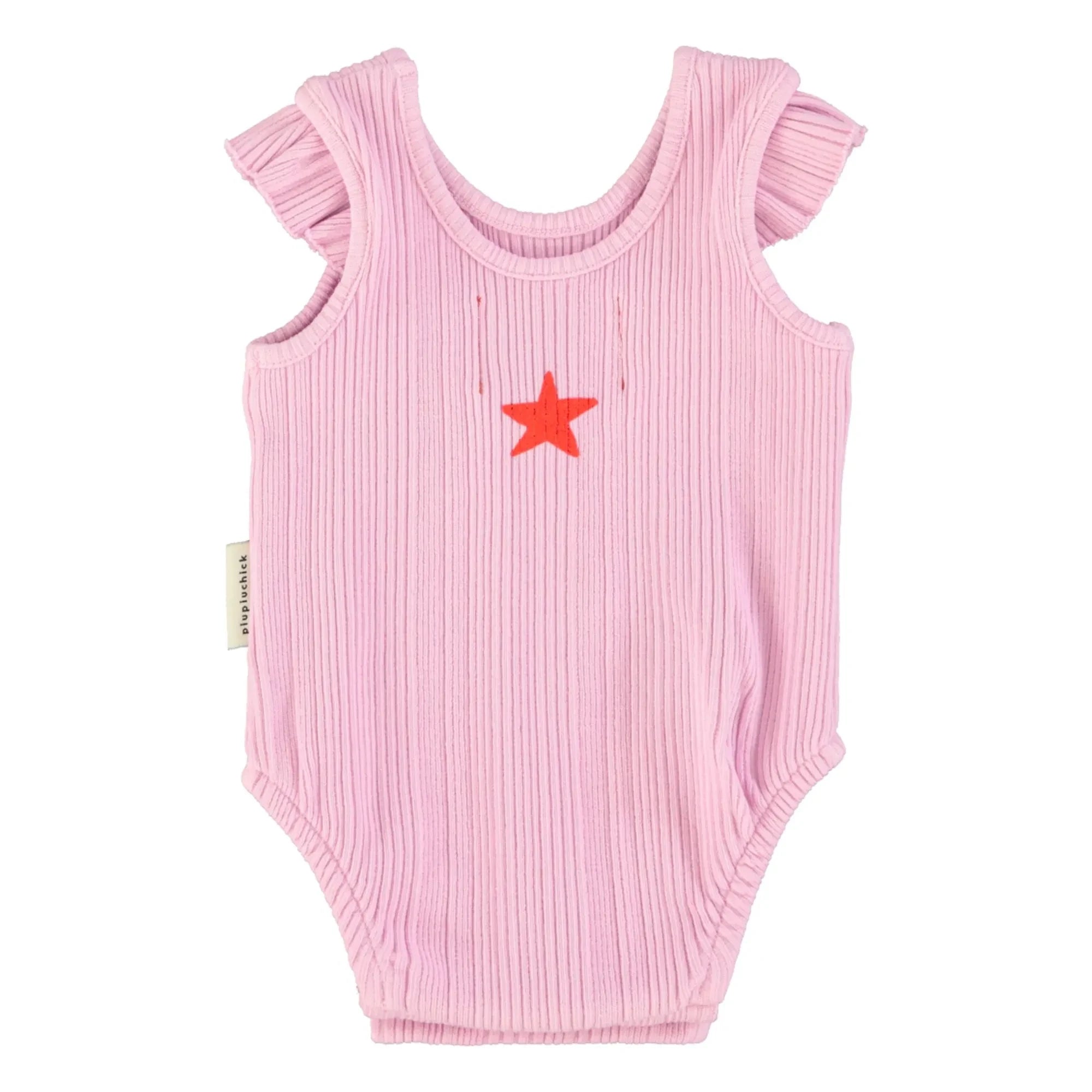 Piupiuchick - Organic Cotton Heart Ribbed Bodysuit | Lilac