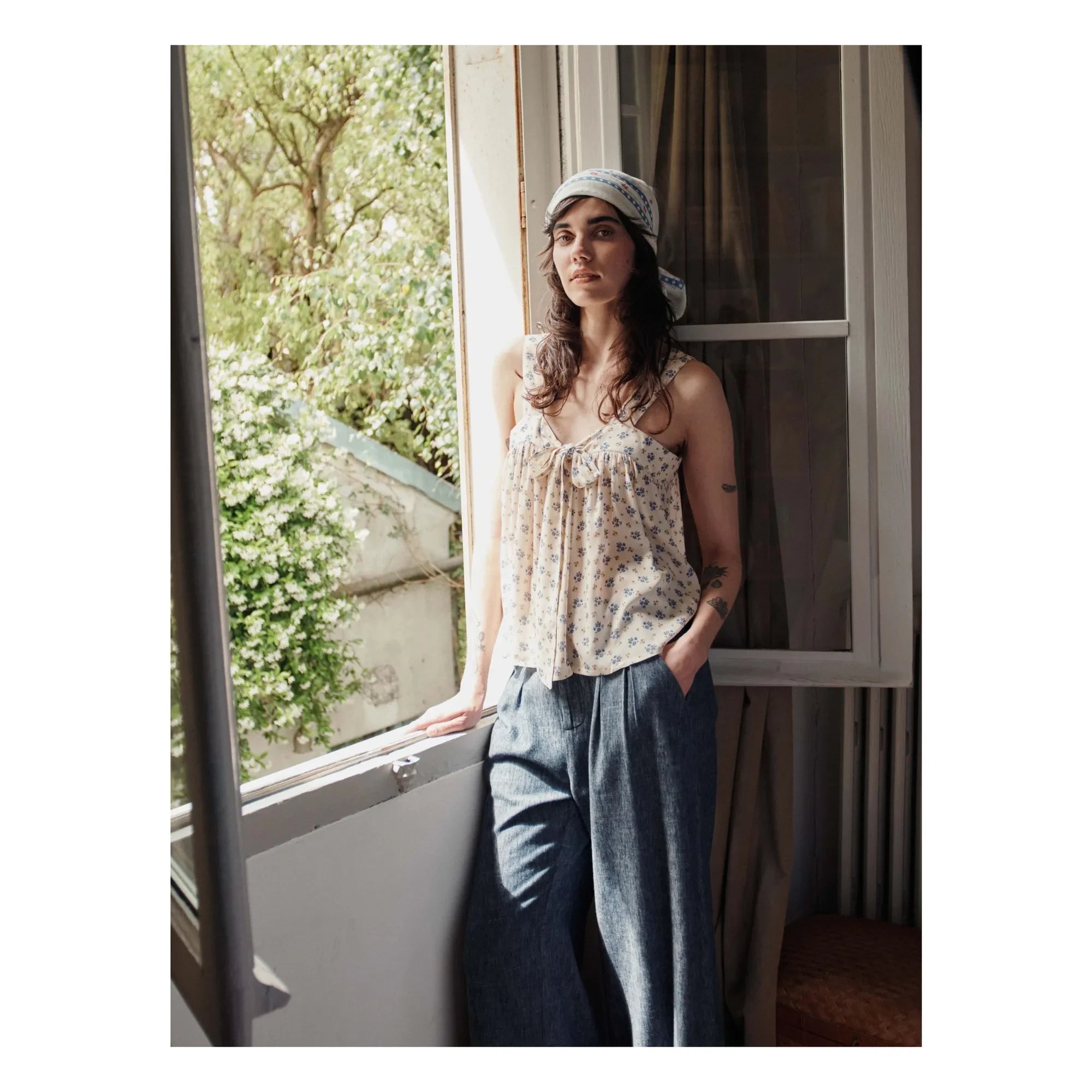 Emile et Ida - Floral Pattern Shawl | Cream