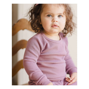 Quincy Mae - Waffle Organic Cotton T-Shirt and Jogger Set | Magenta