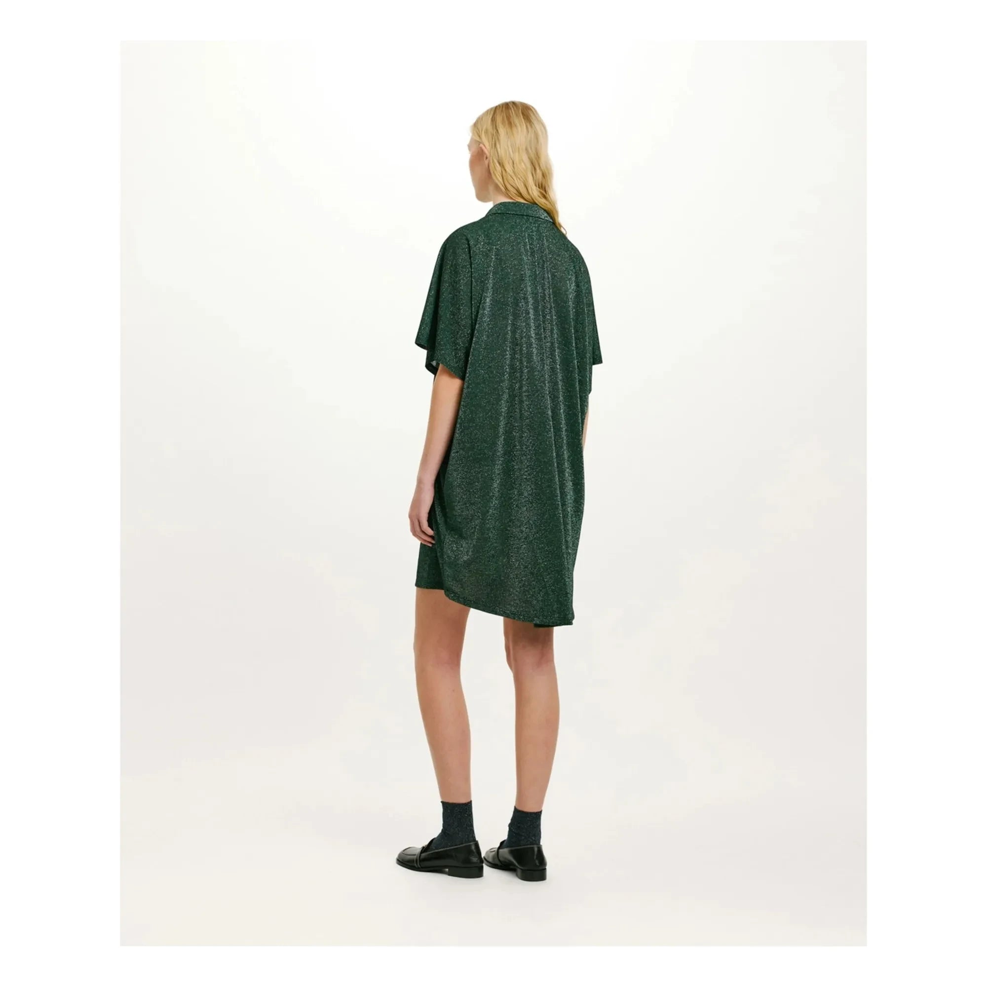 Momoni - Asado Metallic Dress | Green