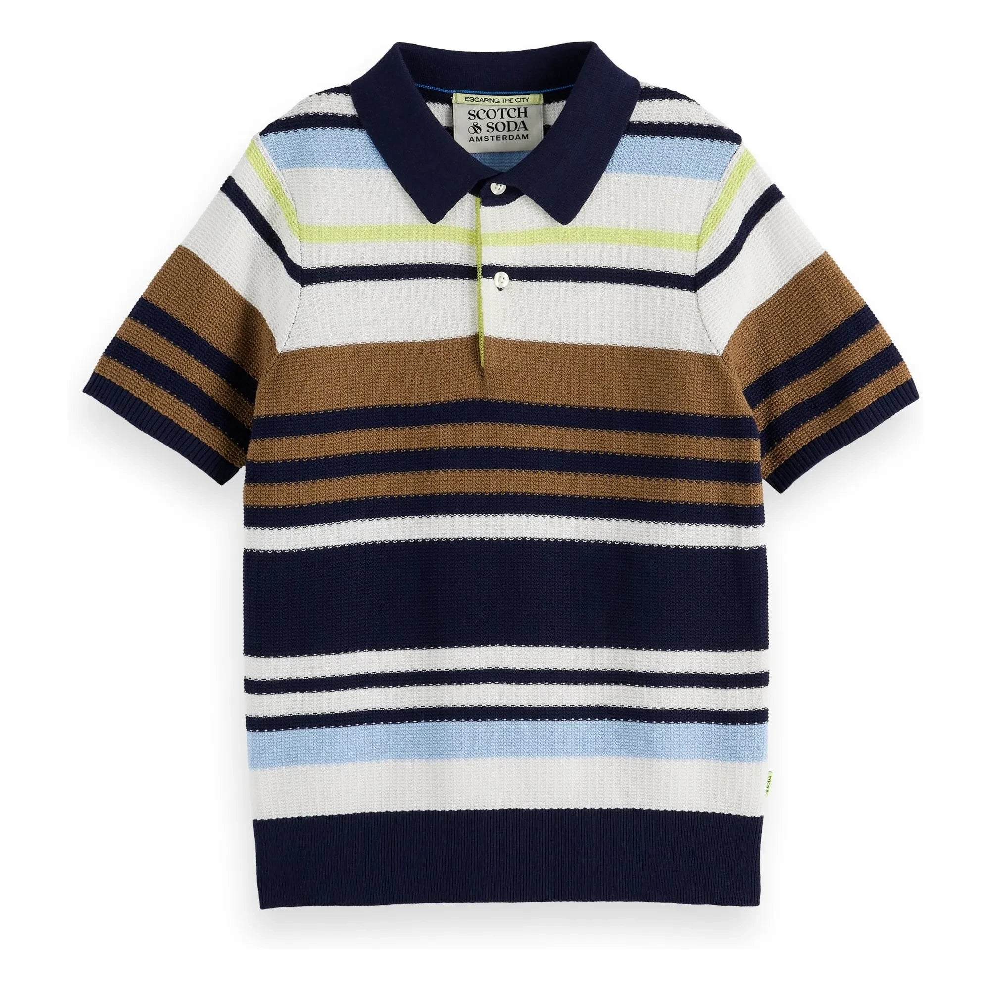 Scotch & Soda - Striped Mesh Polo | Brown