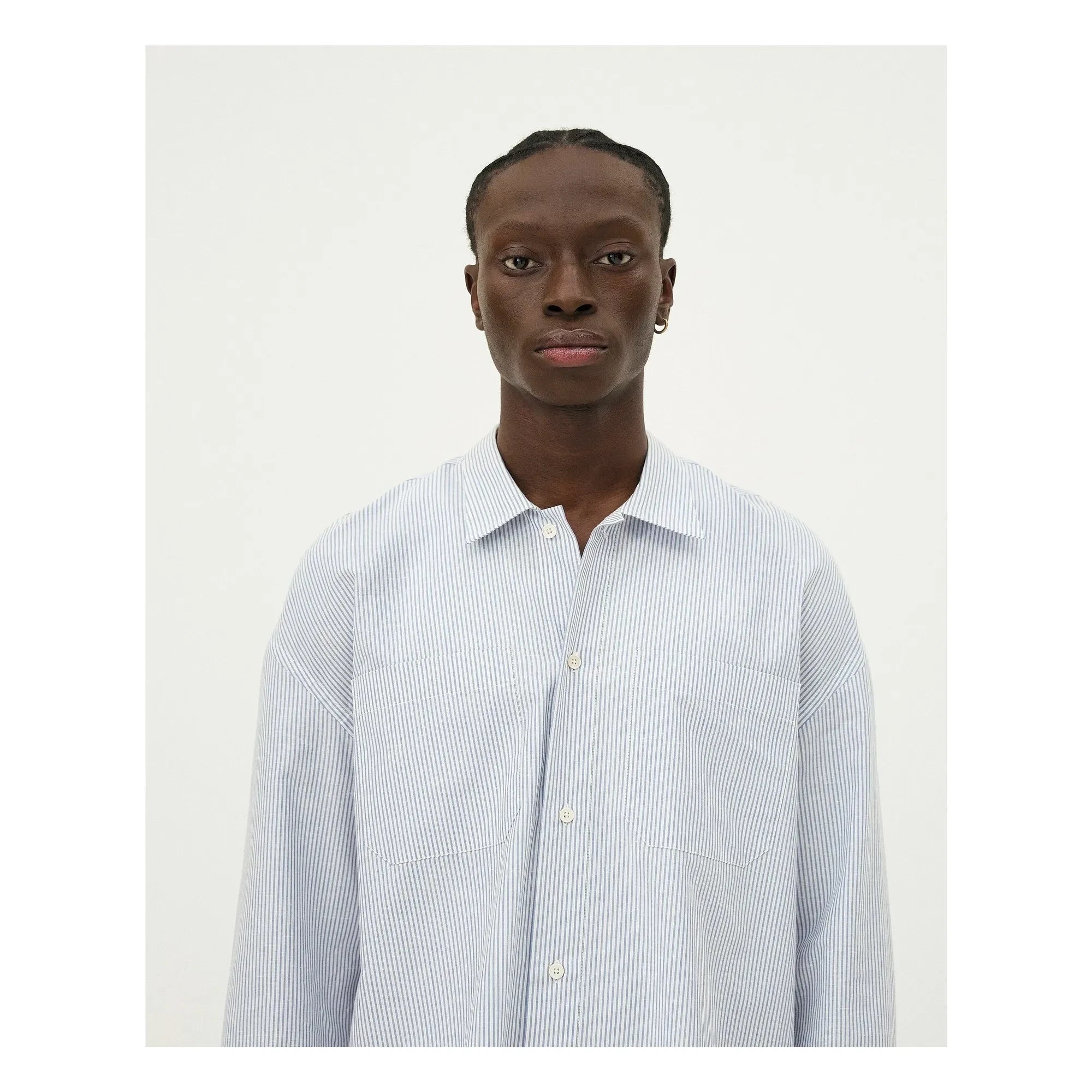 Noyoco - Bora Striped Organic Cotton Shirt | Light Blue