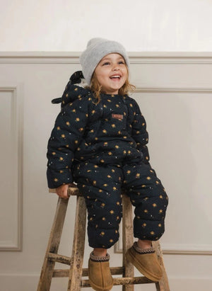 Töastie - Waterproof Flower Pattern Cloud Jacket | Dark Blue