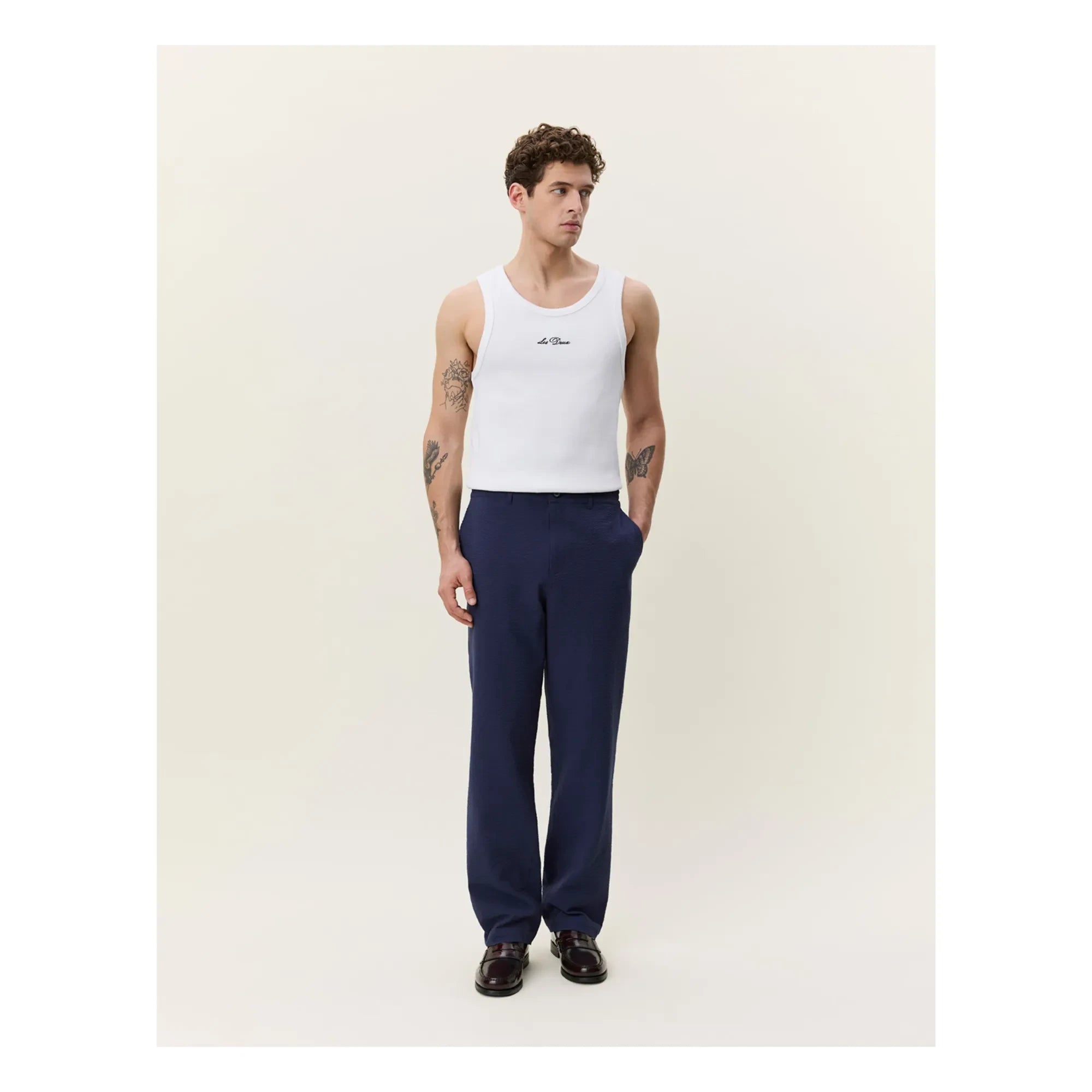 Les Deux - Seersucker Pants | Dark Blue