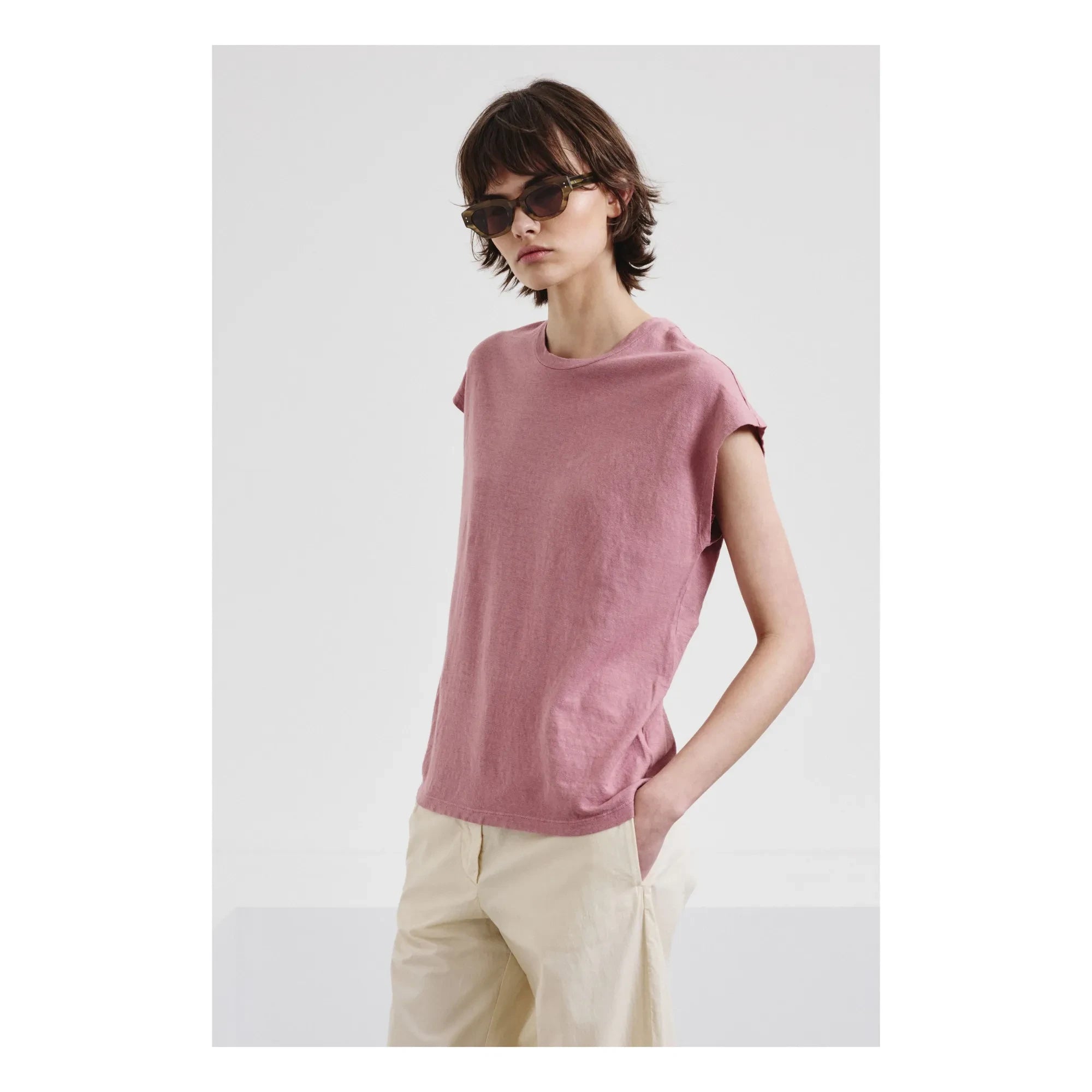 Pomandère - Cotton and Linen Jersey T-Shirt | Mauve
