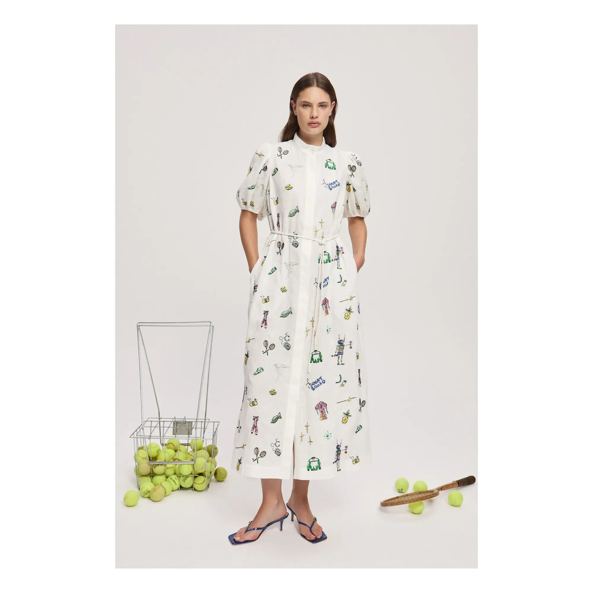 Alémais - Embroidered Linen Dress | Cream