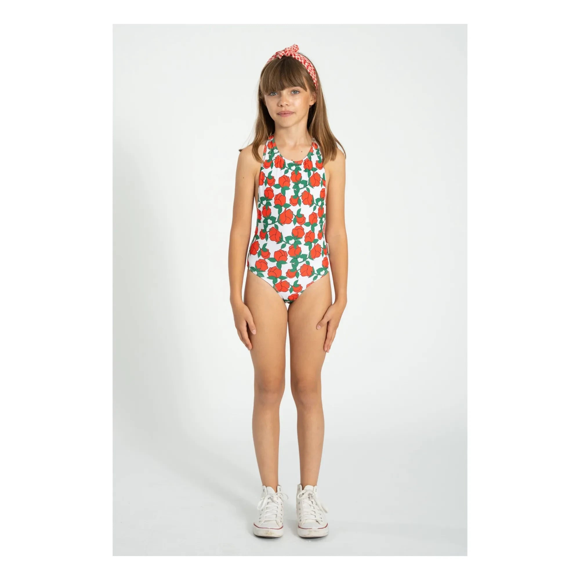 Piupiuchick - Textured Halter Swimsuit with Roses Made from Recycled Fibers | Ecru