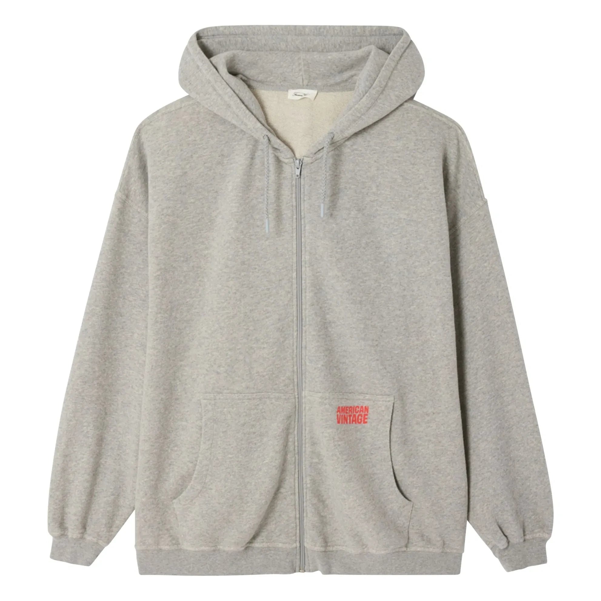 American Vintage - Hooded Zip-up Sweatshirt | Grey Melange