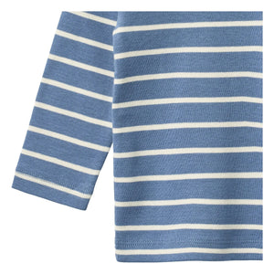 Wheat - Stig Striped Organic Cotton Baby T-Shirt | Blue