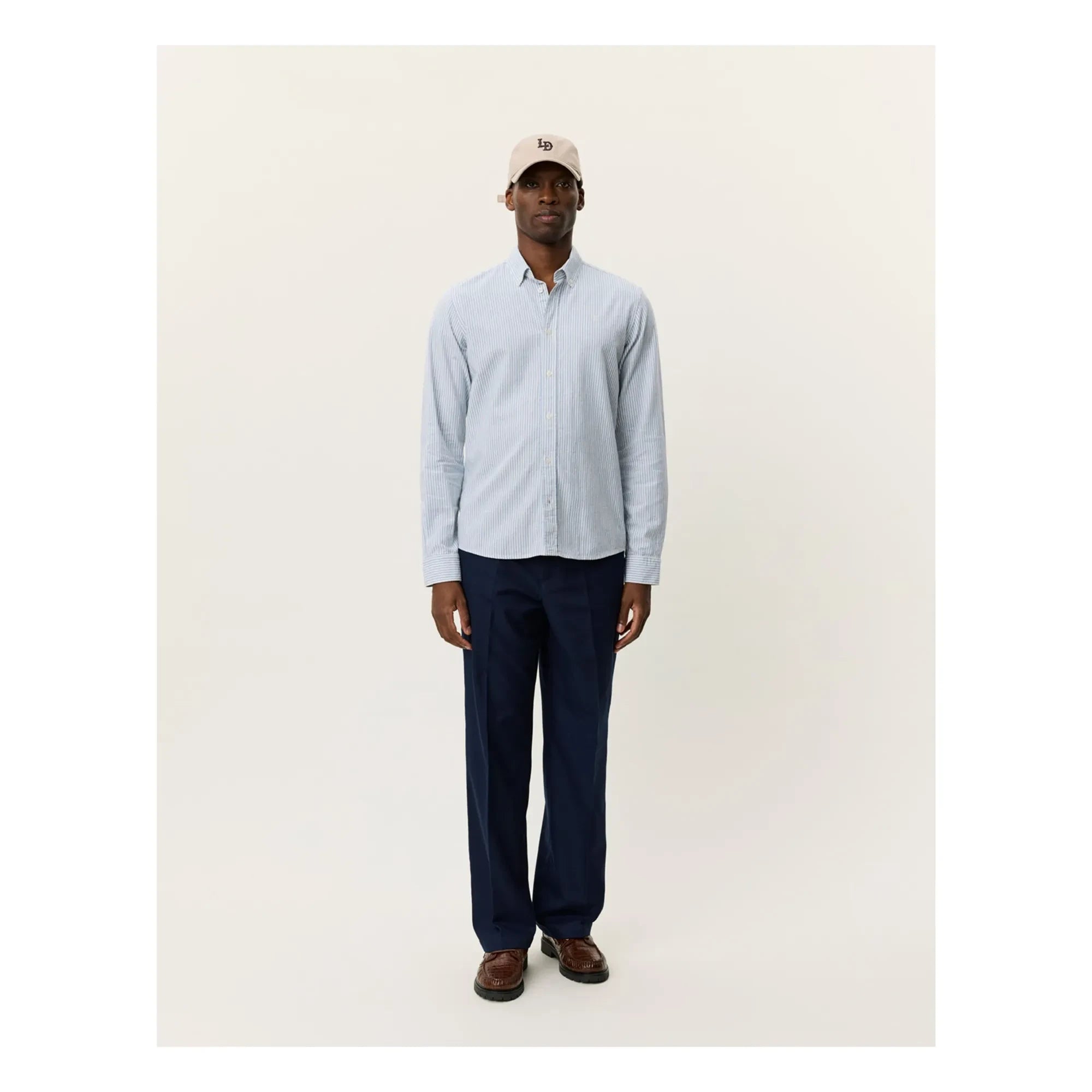Les Deux - Striped Shirt Konrad Linen | Azure Blue