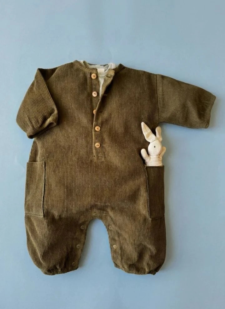 Studio Bohème - Big Papi Fitted Velvet Organic Cotton Jumpsuit | Olive