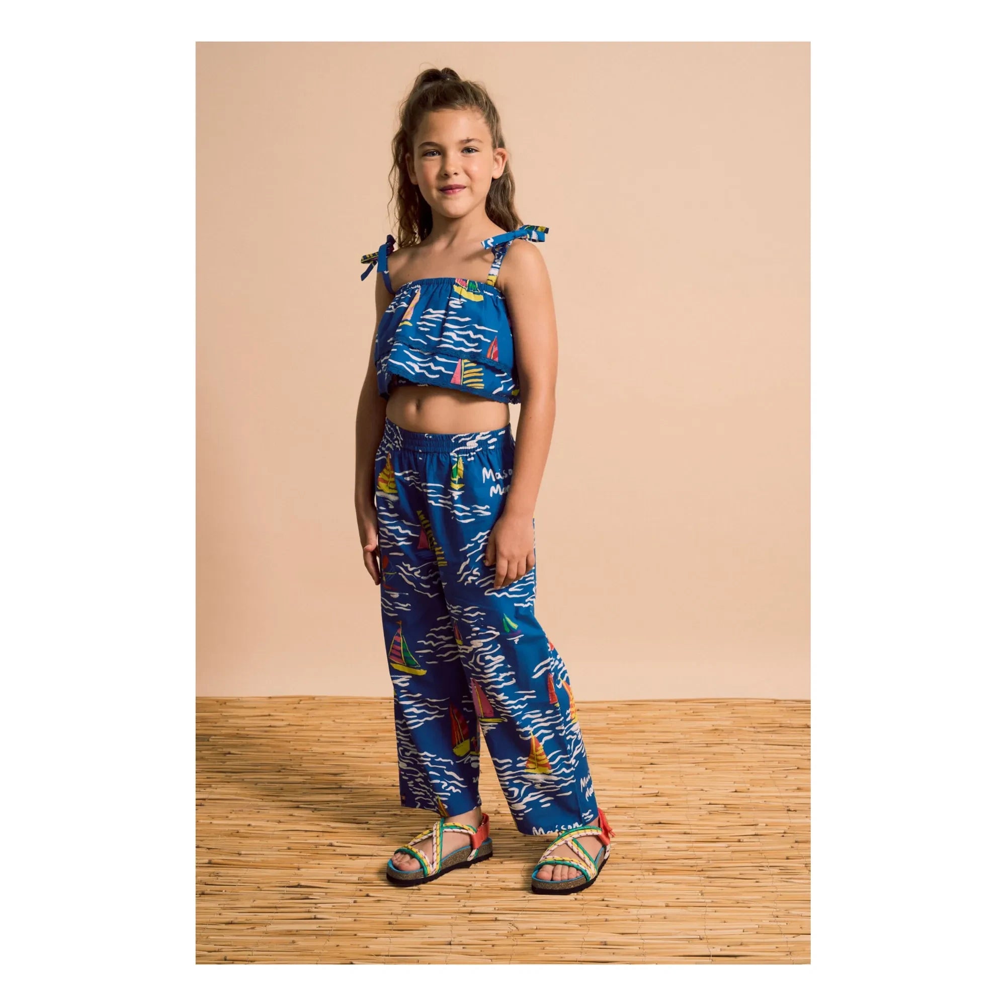 Maison Mangostan - Blue Crop Top Ruffle Sails