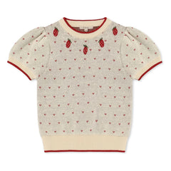 Fliink - Bolette Strawberry Short Sleeve Sweater | Ecru