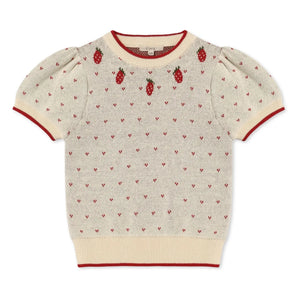 Fliink - Bolette Strawberry Short Sleeve Sweater | Ecru