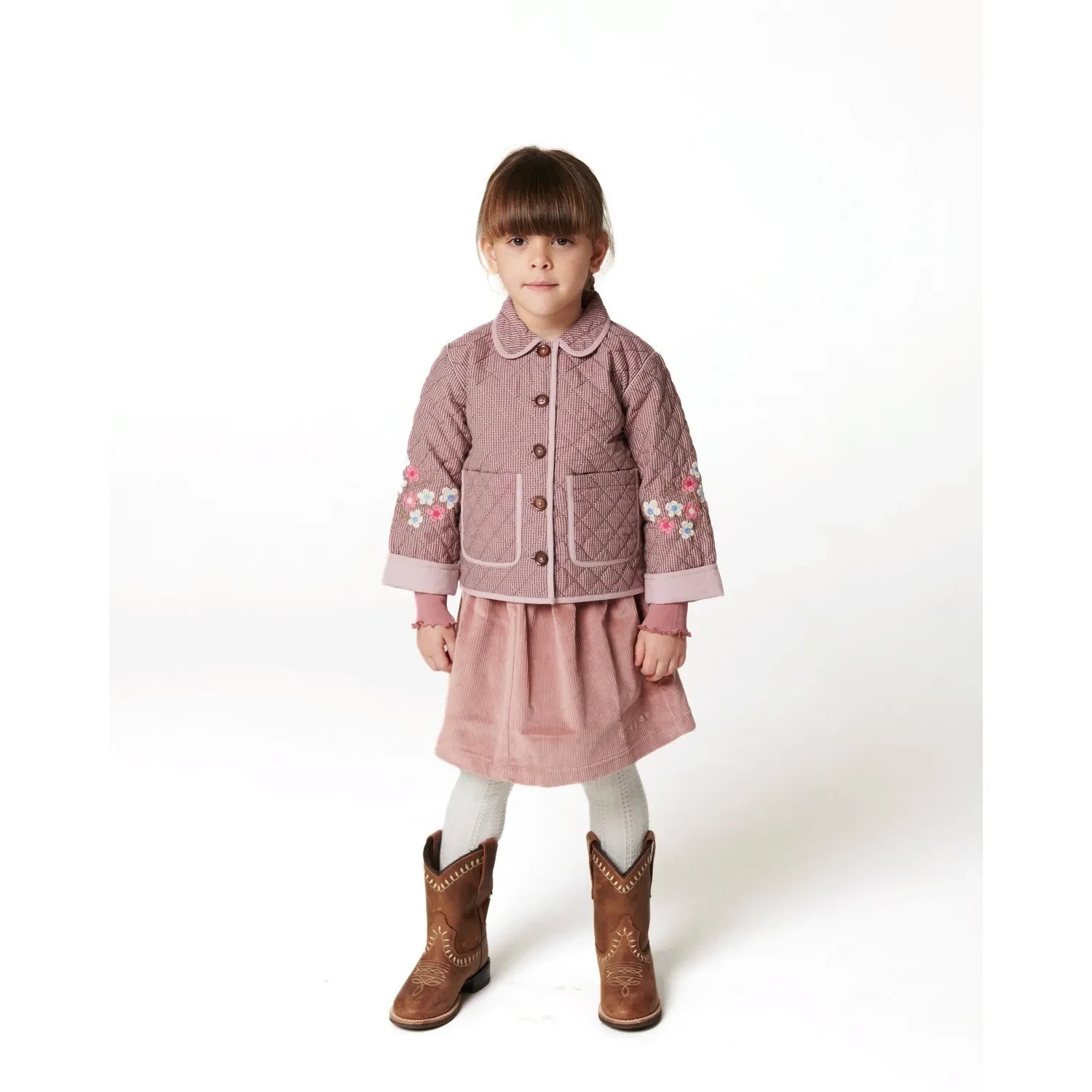 Copenhagen Colors - Organic Cotton "Soleil" Embroidered Quilted Jacket | Dust Pink