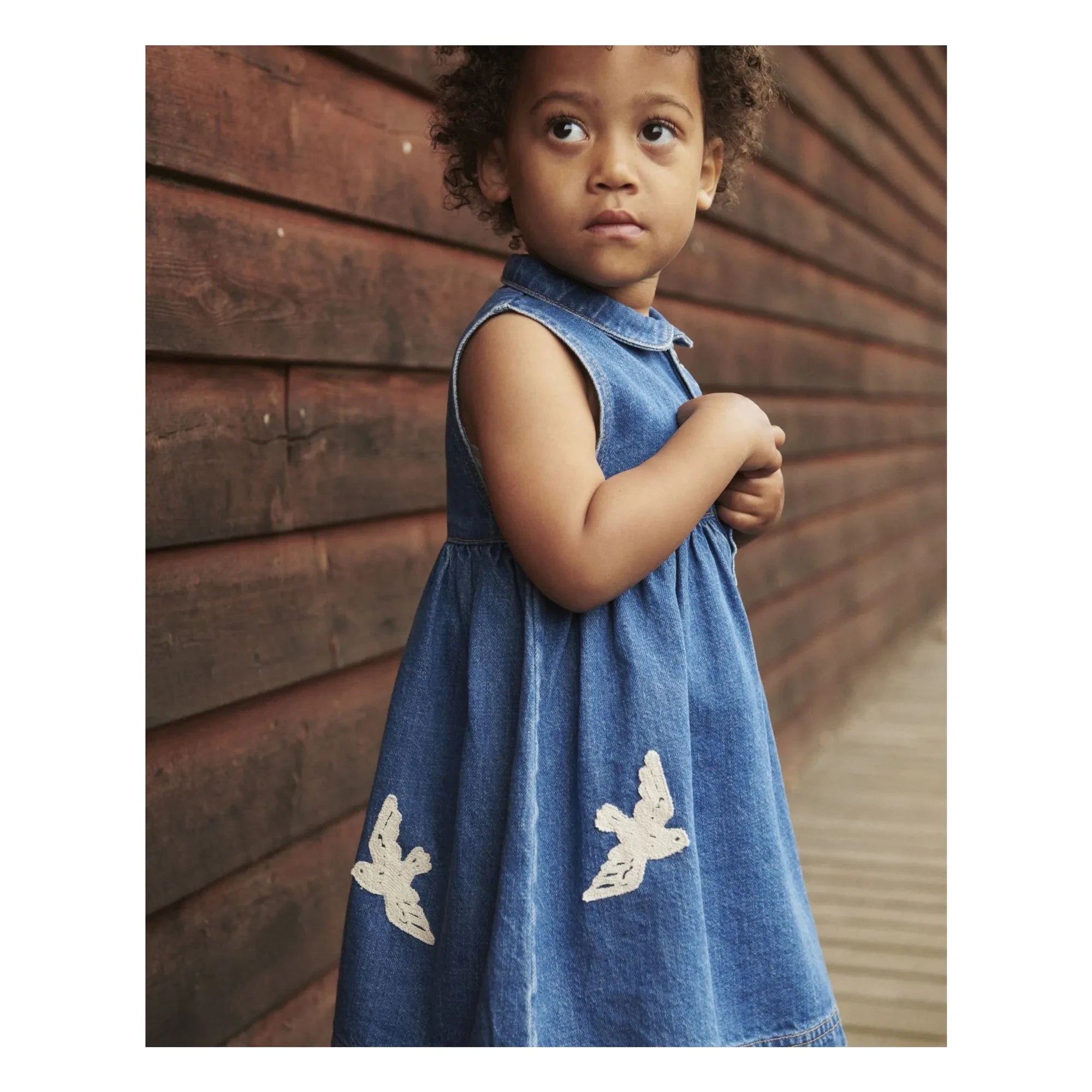 Copenhagen Colors - Blue Bird Print Organic Cotton Denim Dress