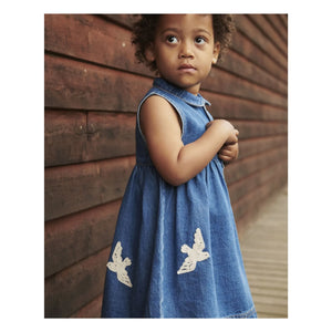 Copenhagen Colors - Blue Bird Print Organic Cotton Denim Dress