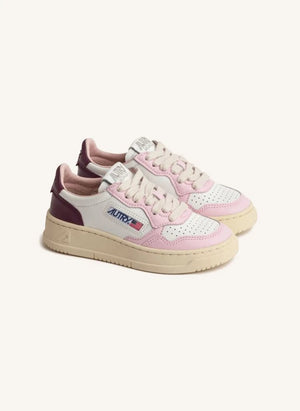 Autry - Two-Toned Kids Medalist Low Leather Sneakers | Pink