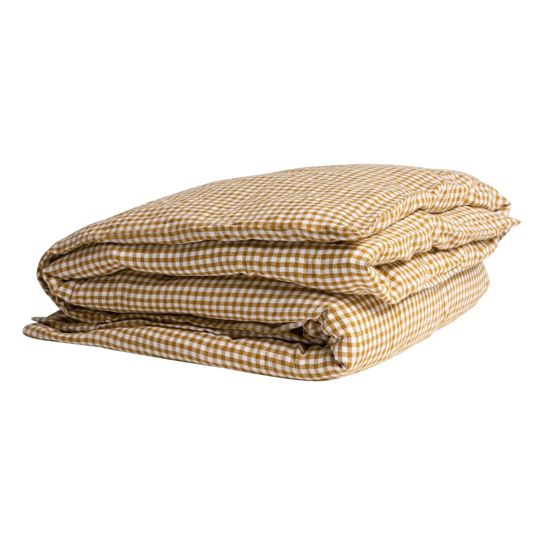 Gabrielle Paris - Gingham Washed Linen Duvet Cover | Yellow Curry