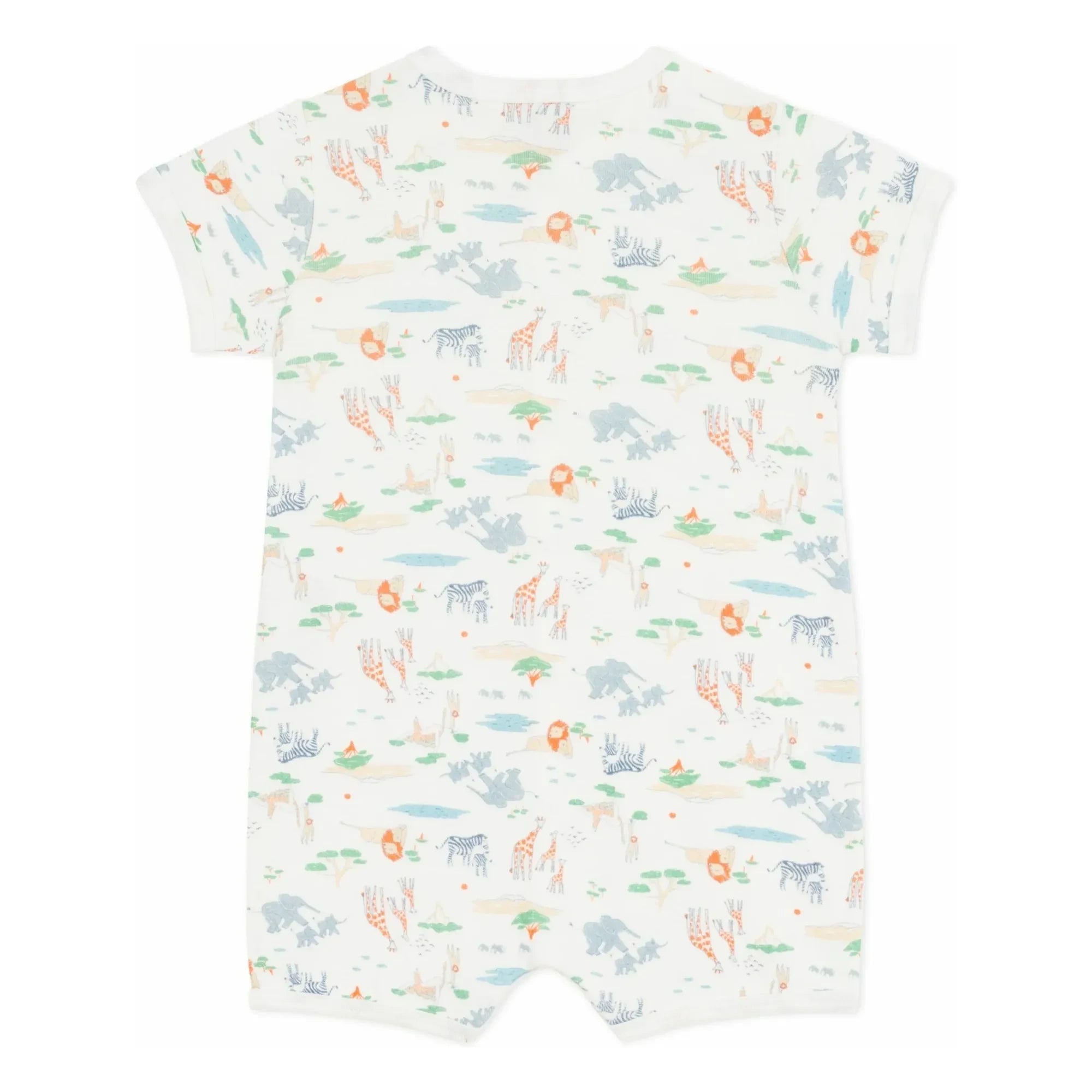 Petit Bateau - Animal Patterned Sleepwear Romper with Shorts | White