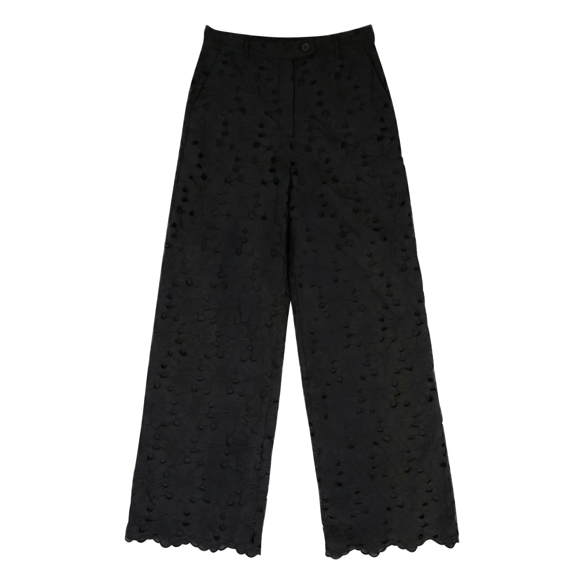 BELLEPIECE - Sicily Cotton Embroidered Trousers | Black