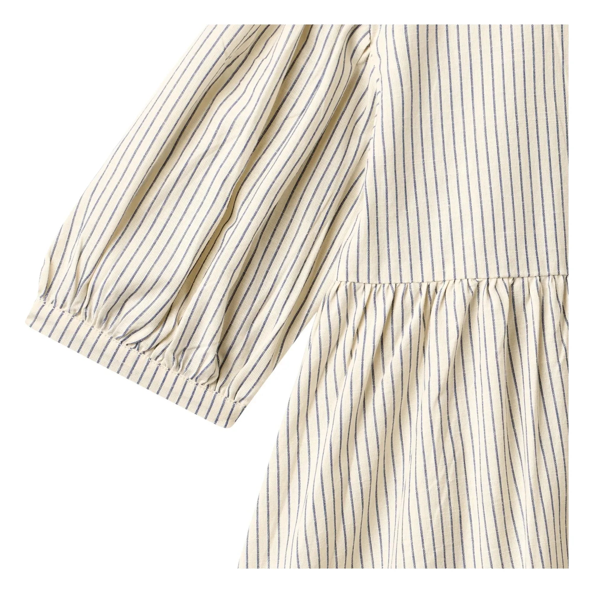 Wheat - Magda Striped Organic Cotton Dress | Ecru