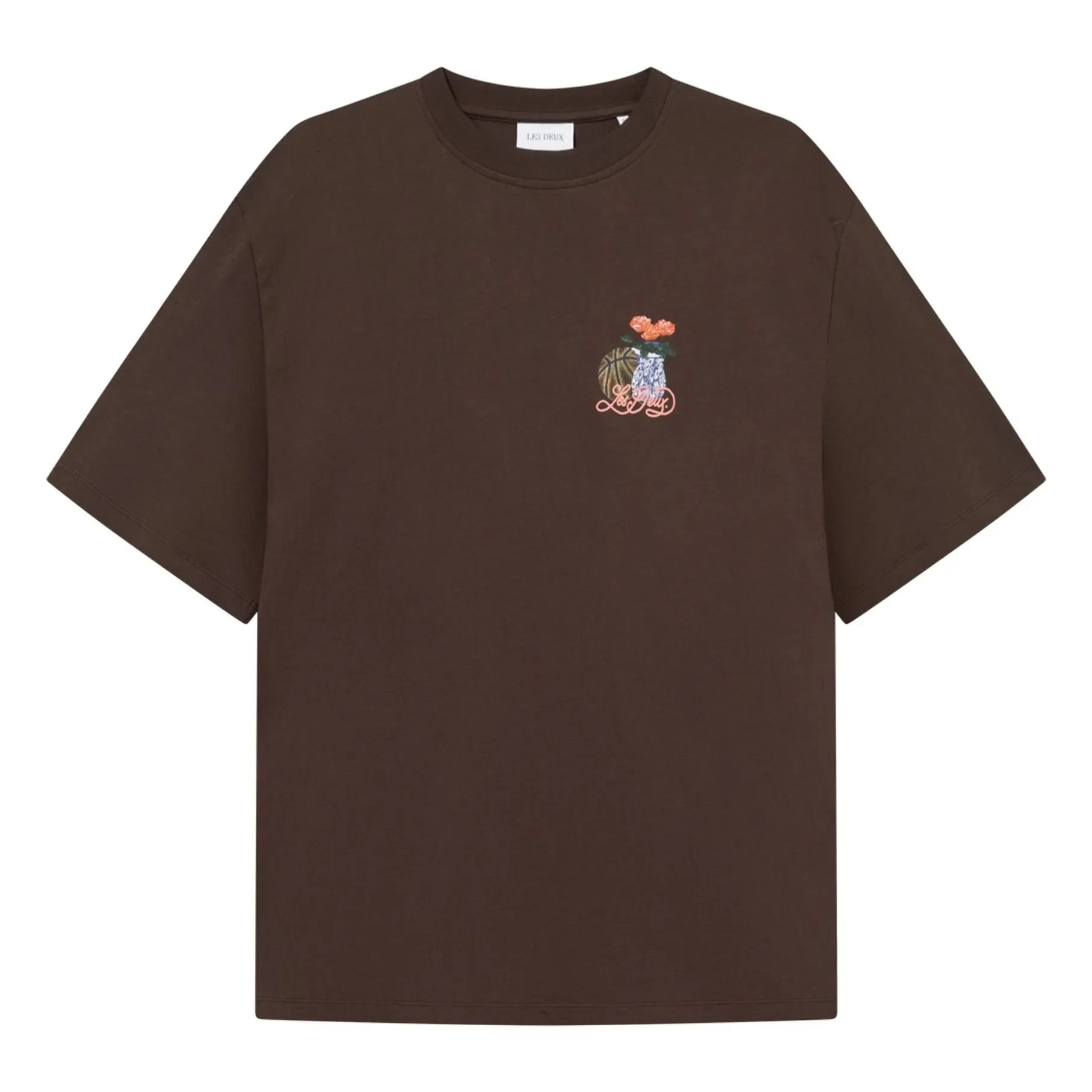 Les Deux - Cole Round Neck Organic Cotton T-Shirt | Brown