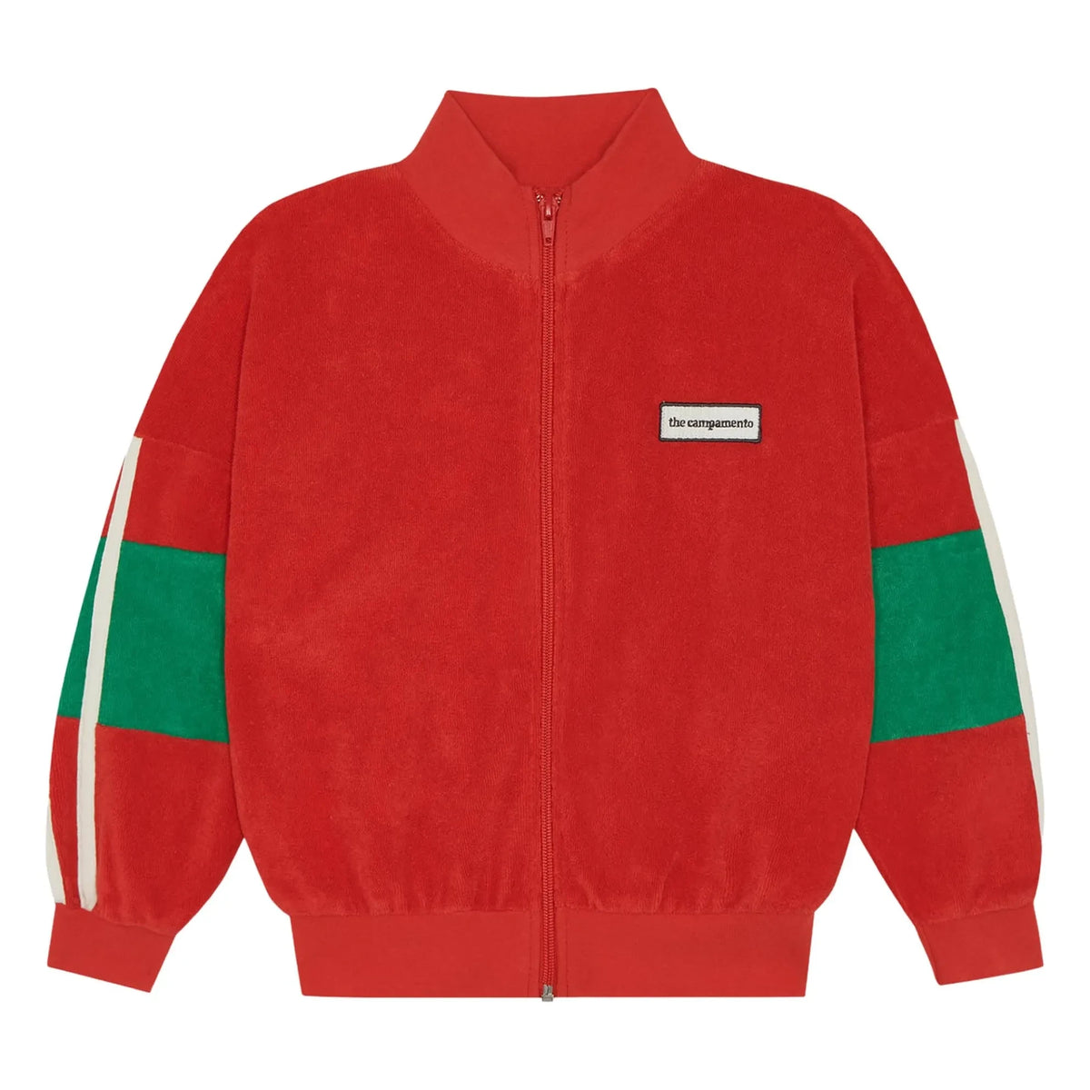 The Campamento - Color Blocked Fleece Zip-Up Sweatshirt | Red