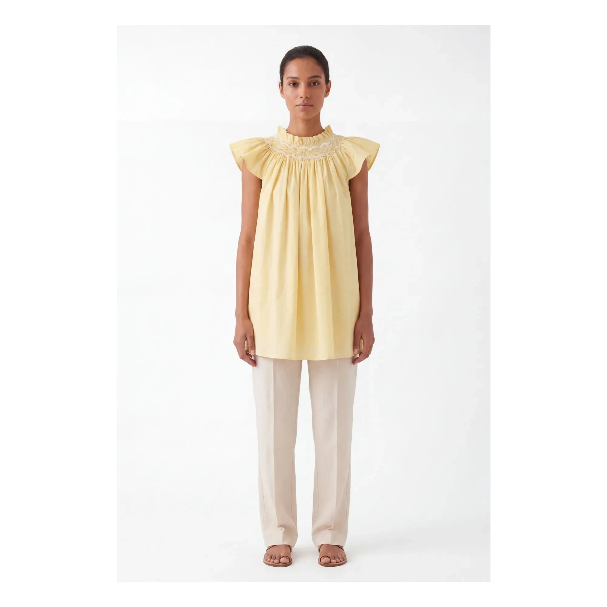 BELLEPIECE - Mykonos Cotton Poplin Top | Yellow