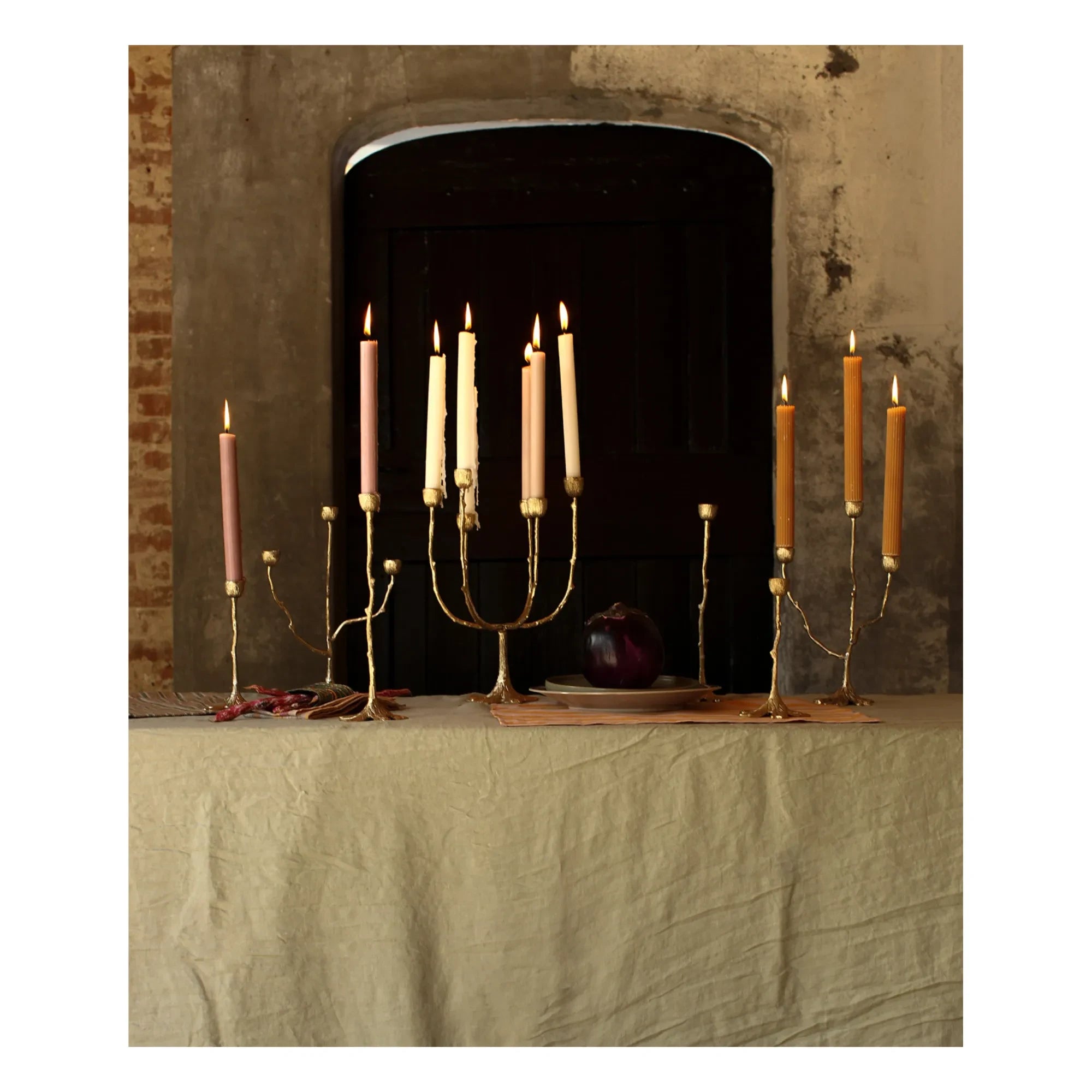 Doing Goods - Misty Recycled Rice Tripod Candle Holder | Gold