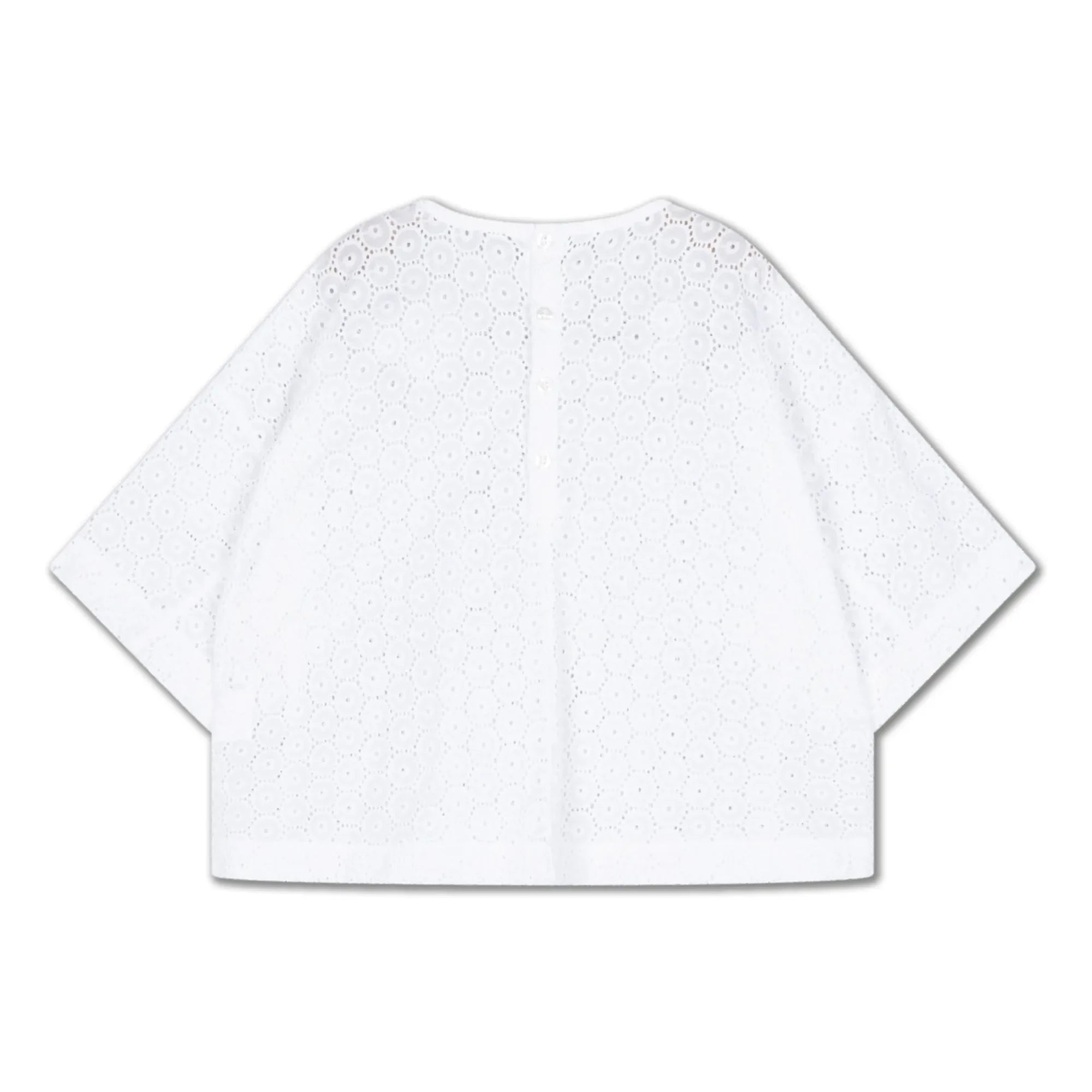 Repose AMS - Button-back blouse Embroidered Anglaise Organic cotton | White