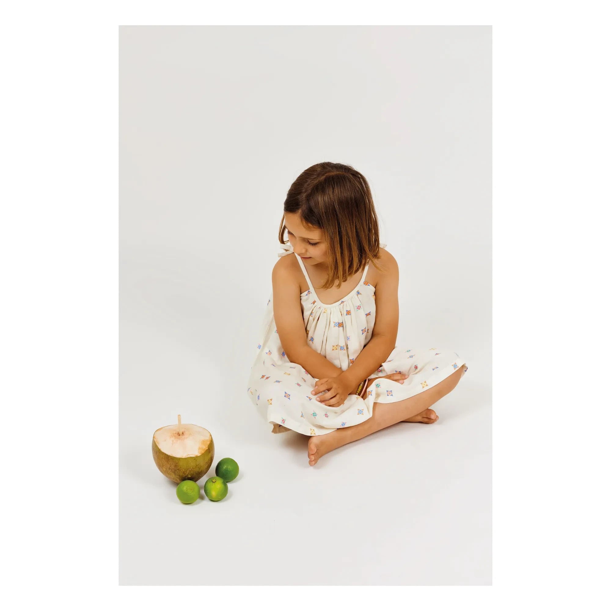 Arsène et Les Pipelettes - Floral Sleeveless Linen Voile Dress | Ecru