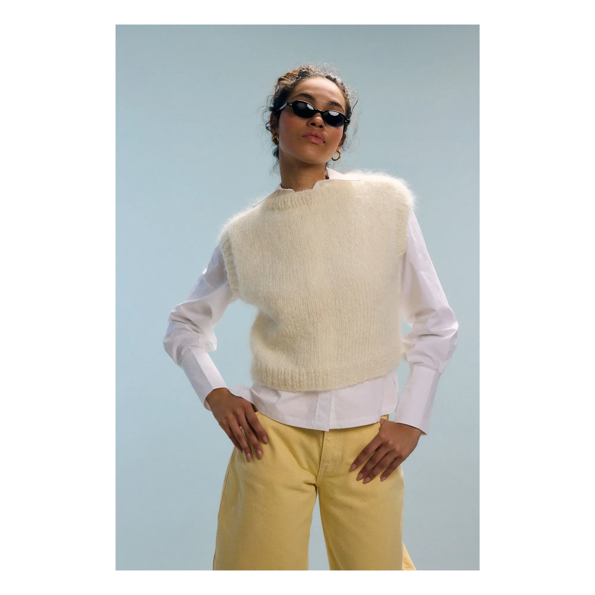 Nitah - Yasmine Sleeveless Mohair Sweater | White