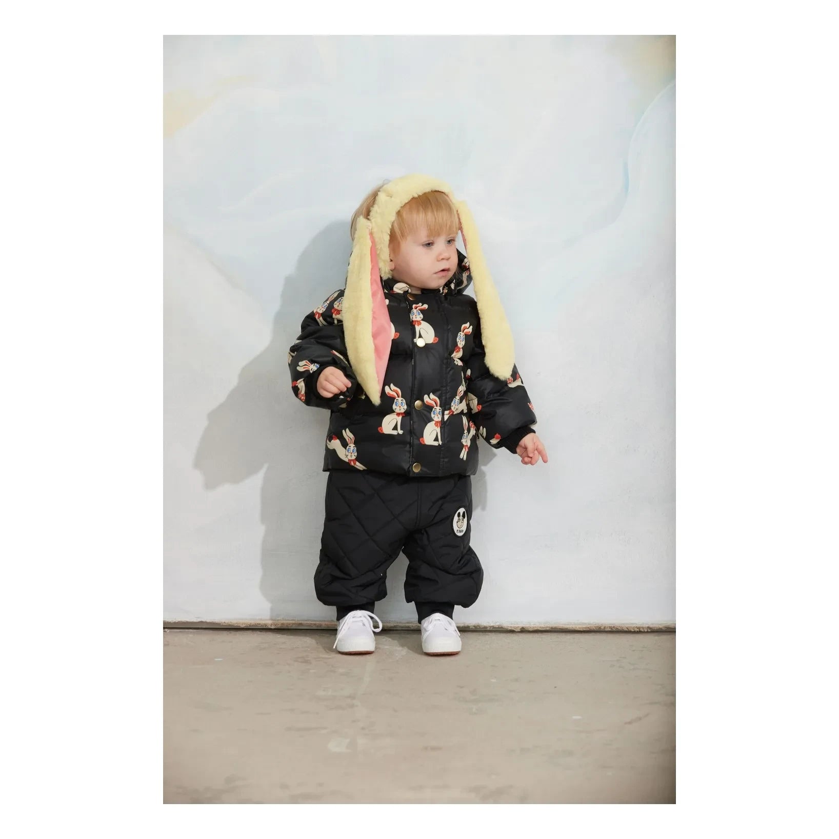 Mini Rodini - Lapins Geri Dönüştürülmüş Elyaf Dolgulu Mont | Siyah