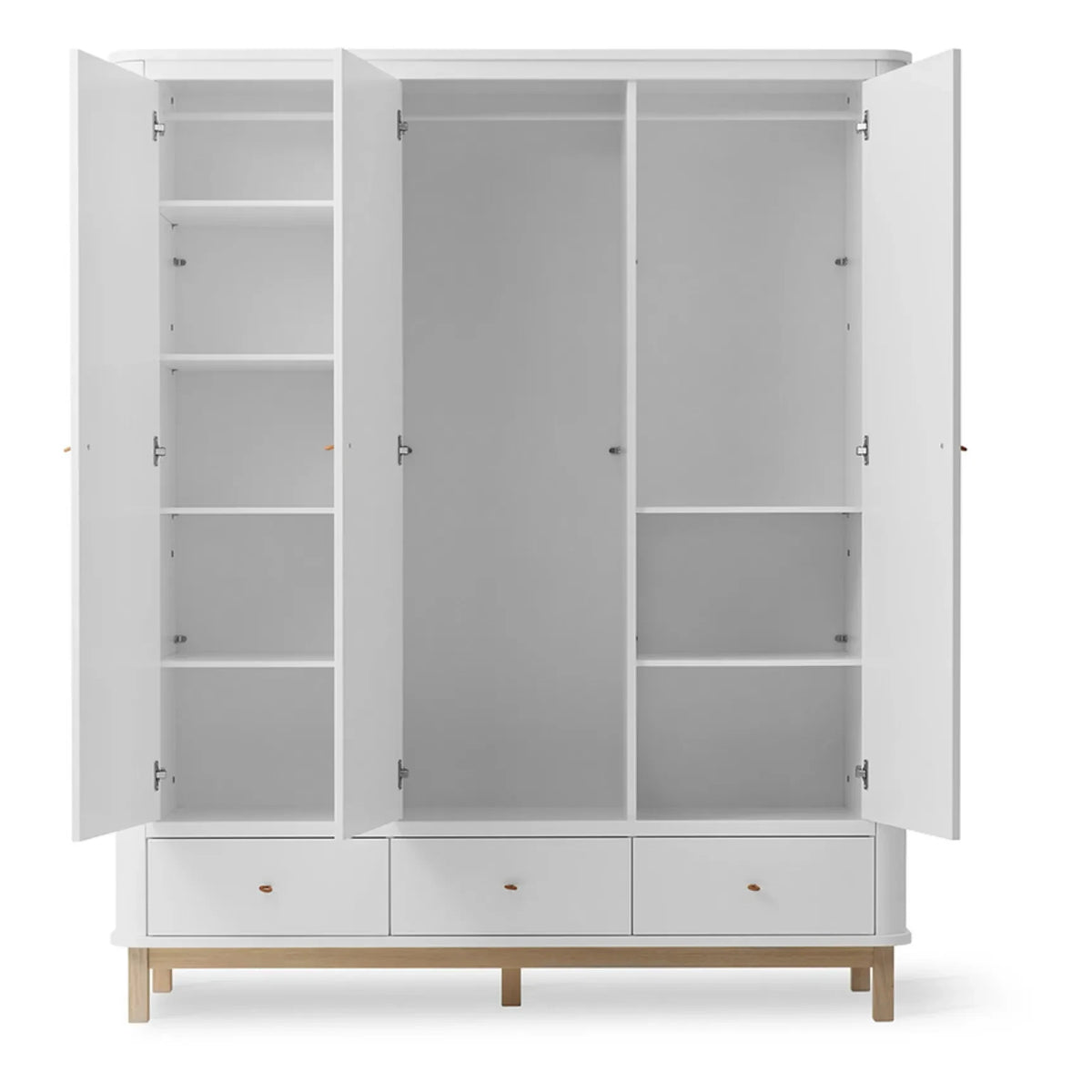 Oliver Furniture - 3 Kapılı Meşe Gardırop | Beyaz