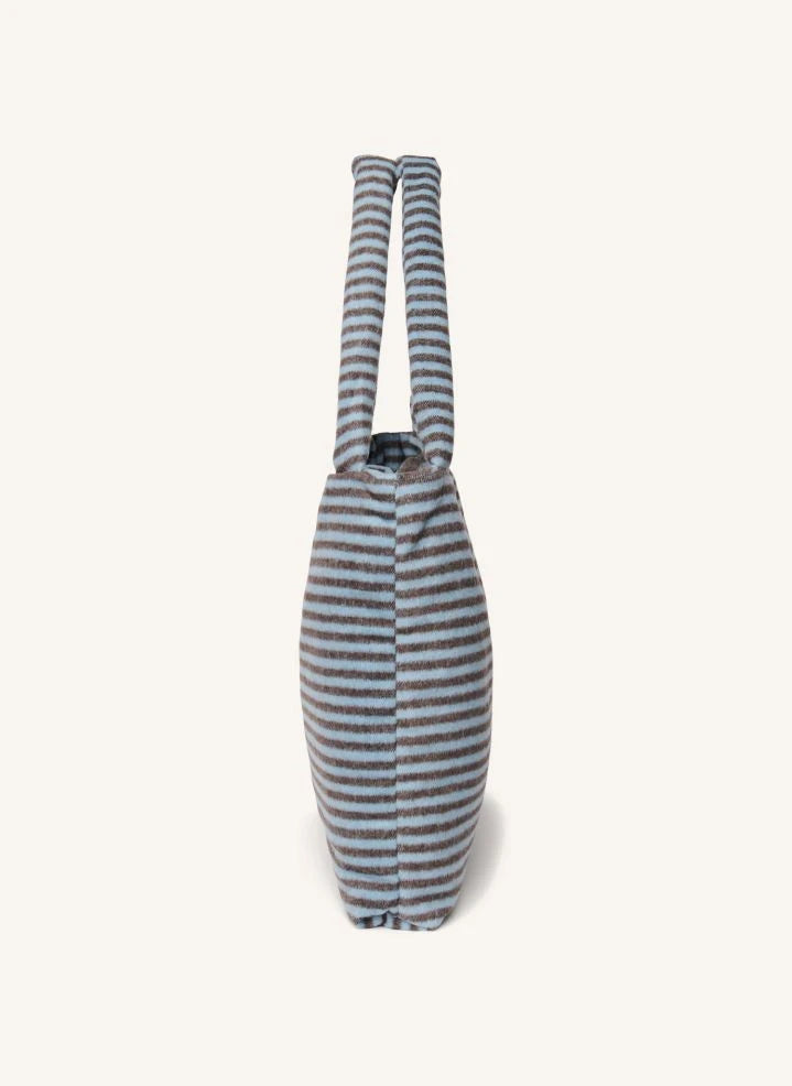 Studio Noos - Çizgili yün anne çantası | Açık mavi