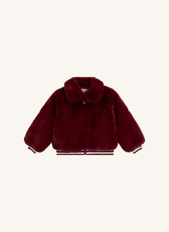 Stella McCartney Kids - Kürk Görünümlü Ceket | Koyu Kırmızı