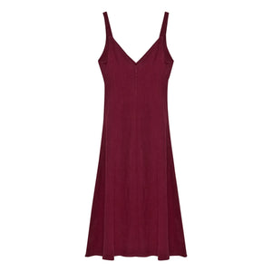 the new society - Bulbine Linen Dress | Dark red