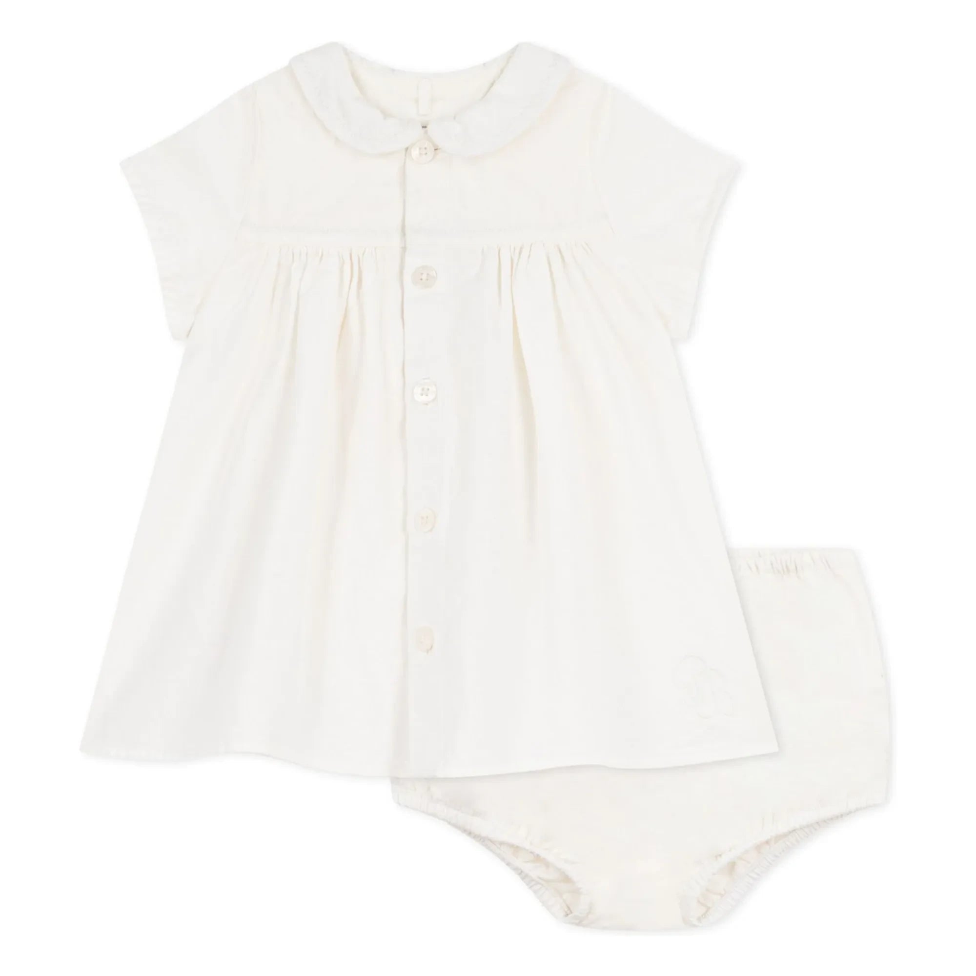 Petit Bateau - Linen and Organic Cotton Dress and Bloomer Set | White