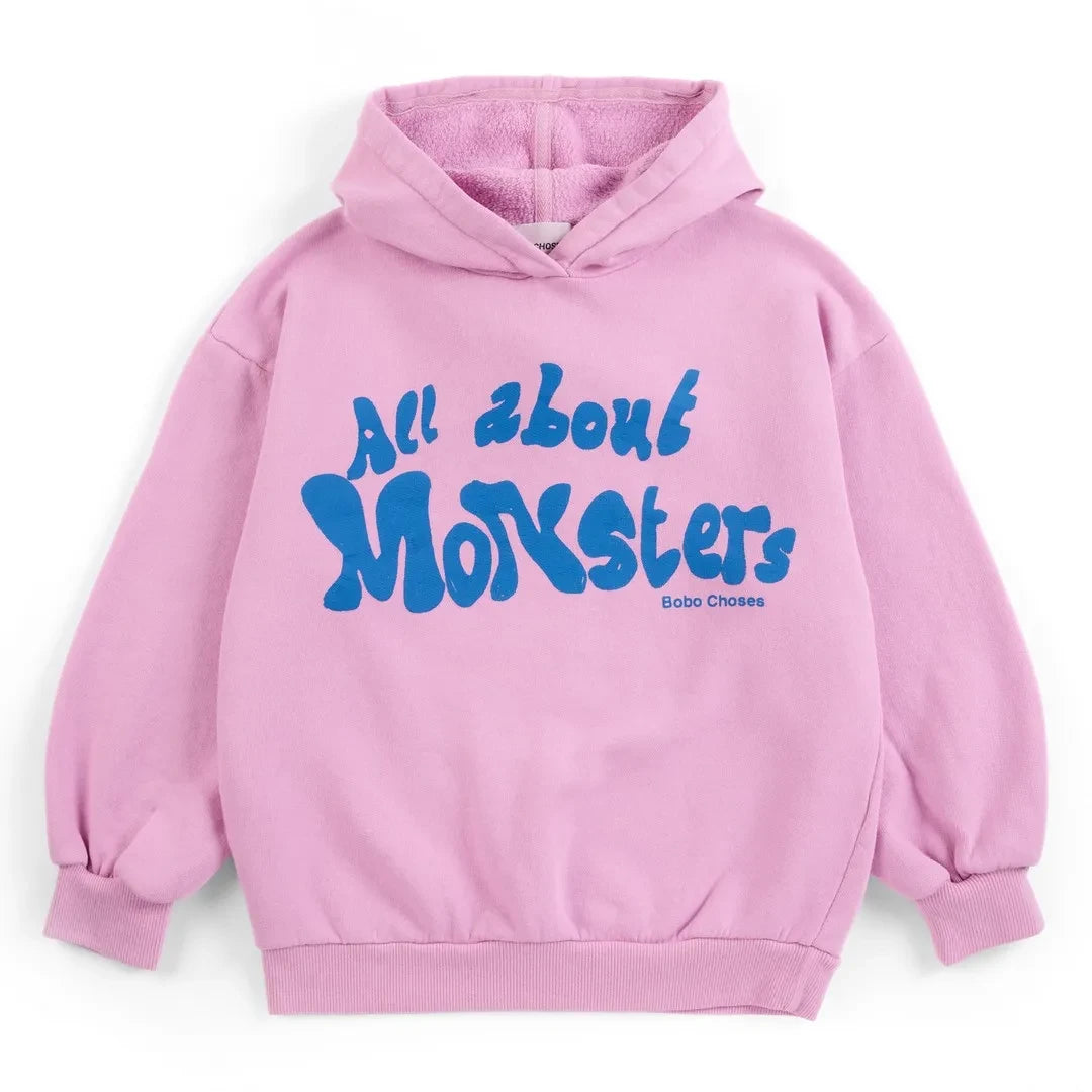Bobo Choses - All About Monsters Hoodie Organik Pamuk | Pembe